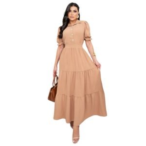 Vestido Moda Evangélica Longuete 2 Marias Com Botões