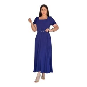 Vestido Moda Evangélica Max Plissado Forrado Lastex Cinto