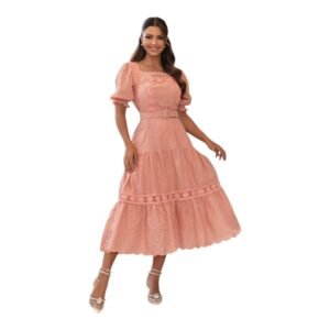 Vestido Moda Evangélica Três Marias Detalhe Bordado Cinto